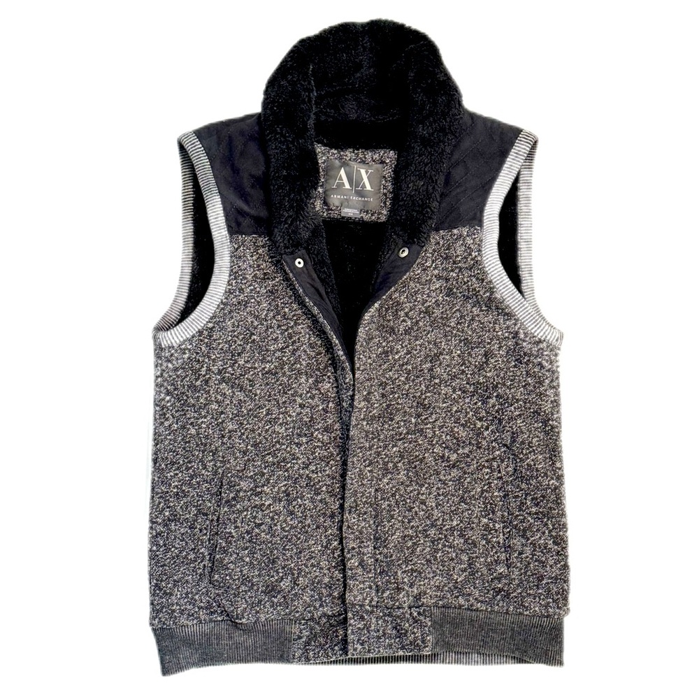 A|X Armani Exchange Men’s Faux Fur Lined Vest - Size Medium, Cozy & Stylish
